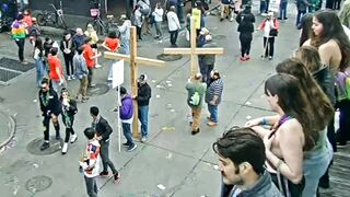 Flashing at Mardi Gras: sexy woman flashes boobs on earthcam at mardi gras. up close #2