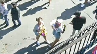 Flashing at Mardi Gras: sexy and confident woman flashes boobs during mardi gras on earthcam #1