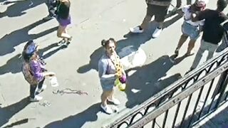 Flashing at Mardi Gras: sexy and confident woman flashes boobs during mardi gras on earthcam #2