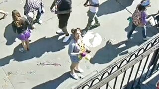 Flashing at Mardi Gras: sexy and confident woman flashes boobs during mardi gras on earthcam #3