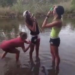 Pantsed while shot gunning a beer