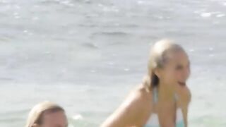 Girls Getting Pantsed: Blond bikini pantsing #1