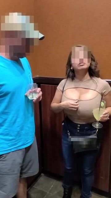 Busty Wife Allowing A Stranger From The Hotel Bar Fondle My Boob In An Elevator