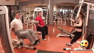 Public Nudity: Olga Pavlenko Flashing Big Boobies At The Gym GIF #3