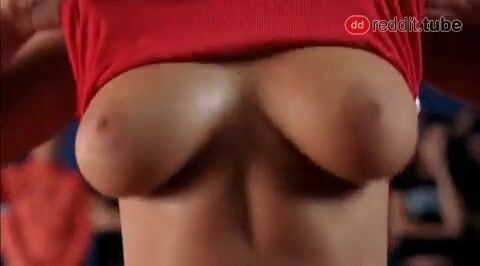 Lifting her red top