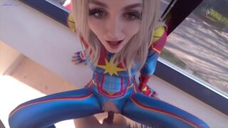 Sia Siberia Cosplays as Captain Marvel and Fucks in an Elevator #1